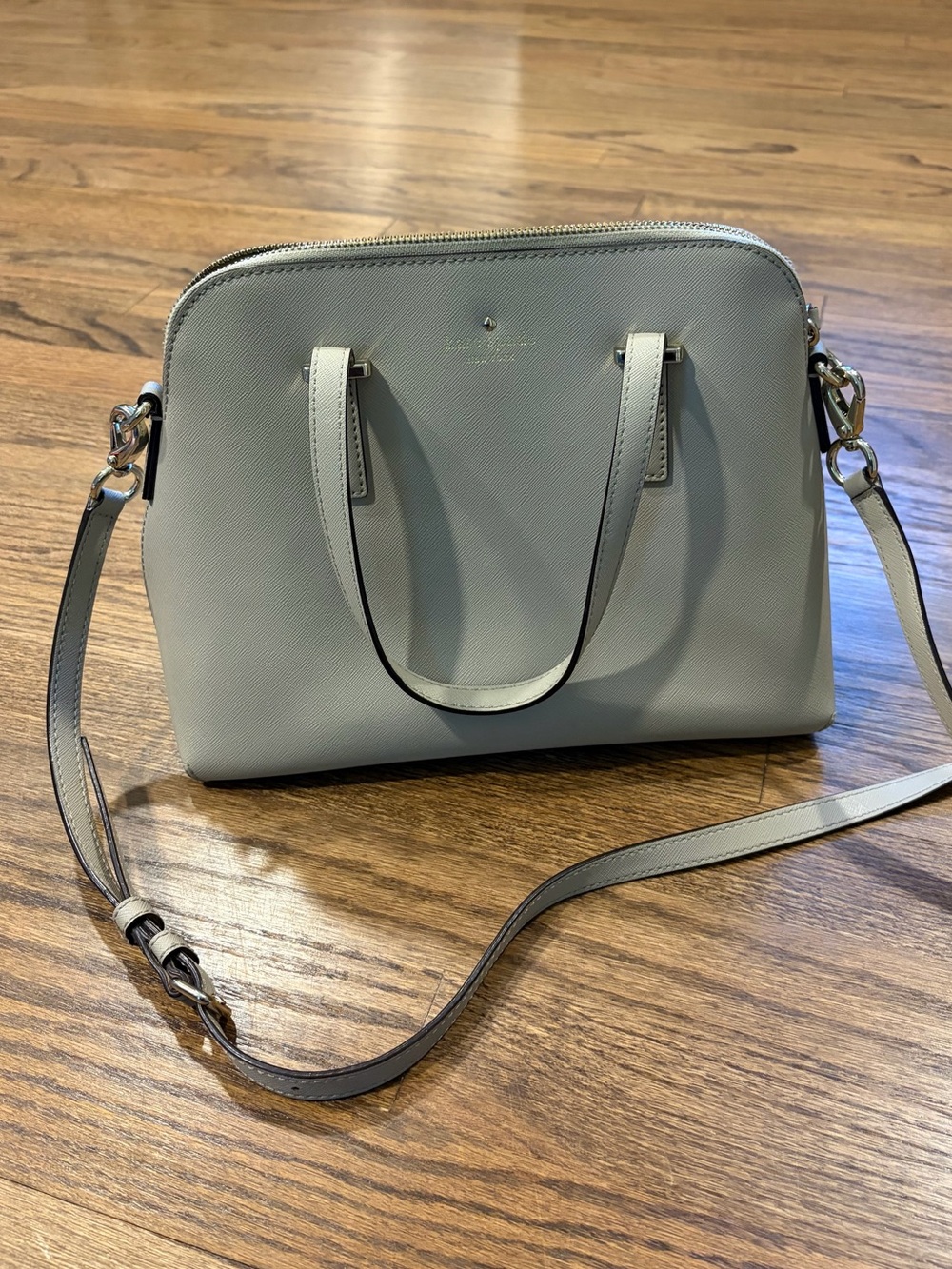 kate spade Light Stone Leather Satchel with Crossbody Strap